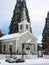 Historic church with snow