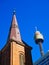 Historic Church Spire and Modern Sydney Tower, Australia