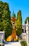 Historic Cimetiere do Chateau Christian Cemetery with Holy Trinity Chapel in historic old town district of Nice in France