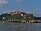 Historic citadel Ehrenbreitenstein, UNESCO World Heritage Site, located above Koblenz with old buildings below and Rhine river.