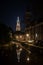The historic city center of  the Dutch city Amersfoort in the evening with its old monuments and atmospheric streets