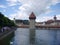 Historic city center of Lucerne with beautiful Chapel Bridge and lake Vierwaldstattersee, Luzern, Switzerland