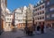 Historic city center with rebuilt medieval buildings and street cafes, Frankfurt, Germany