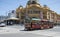 Historic City Circle Tram Passing Flinders Street Station, Melbourne, Australia.