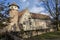 Historic city wall with watch tower in Michelstadt, Germany