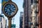 Historic clock on the Fifth Avenue, at the intersection with Broadway, New York, USA