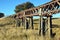 Historic disused wooden railway bridge in rural NSW