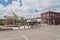 Historic downtown Ennis, Texas, USA with cloud blue sky