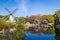 Historic Dutch scene with windmill