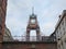 Historic eastgate bridge with victorian clock tower and surrounding buildings in chester. cheshire