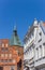 Historic facades and church tower in Molln