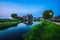 Historic farm houses in the holland village of Zaanse Schans at night