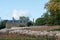 Historic Hadspen House, now transformed into boutique hotel called The Newt in Somerset. In the foreground, pampas grass.