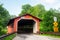 Historic Henry Bridge covered bridge seen from Bennington Vermont