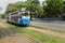 Historic and heritage tram on the road in Kolkata. India