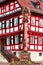 Historic house with Holy Maria column in Amorbach, Germany