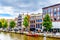 Historic Houses along the Prinsengracht canal in the Jordaan neighborhood with Anne Frank House the third building from the right