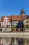 Historic houses at the Fulda river in Hann. Munden