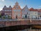 Historic houses at the Hanseatic harbor in the old town of the Hanseatic city of Stade