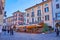 Historic houses and outdoor restaurants on Piazza Giuseppe Malvezzi, Desenzano del Garda, Italy