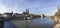 Historic houses, palaces, and churches on the bank of the Danube