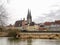 Historic houses, palaces, and churches on the Danube bank