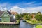 Historic inner city with sailing ship in the canal in Enkhuizen