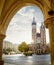 Historic Krakow Market Square and St. Mary\'s church in the Morni