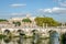 Historic Landmark architecture Eliyev build a bridge to the Castel Sant\'Angelo in Rome, on the banks of the Tiber River near the a