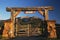 Historic Last Dollar Ranch gate, Hastings Mesa, Route 58p, near Ridgway, Colorado, USA