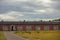 Historic long red stone building, Suomenlinna Fortress, Helsinki, Finland