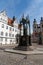 The historic market square in Wittenberg with the Luther memorial and the city hall building