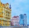 Historic and modern architecture, on MArch 5 in Prague, Czech Republic