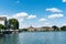 Historic old city of Konstanz in Germany with a great lakefront view on a beautiful summer day