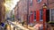 The historic old city in Philadelphia, Pennsylvania. Elfreth`s Alley, referred to as the nation`s oldest residential street