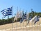 The historic olympic stadium with flags in Athens