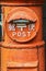 A historic orange letter box, Japan.