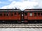 Historic passenger train cars coupled together Strasburg PA