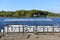 Historic pedestrian ferry across the river Daugava near Jaunjelgava, Latvia - image