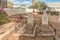 Historic plow, graves at first Dutch Reformed Church in Clanwilliam