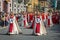 Historic procession in medieval clothing in Alba, Italy