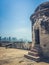 Historic protective town wall and cannon in Cartagena , Colombia