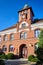 The historic red brick town hall in the small town of Lubniewice