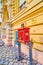 Historic red Mailbox ot Town Hall of Obidos in Budapest, Hungary