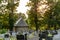 Historic renovated brick chapel dedicated to Saint Mary Magdalene in the Cemetery in Milowka, Poland