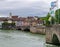 Historic river front old town of Rheinfelden on the Upper Rhine