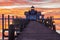 Historic Roanoke Marshes Lighthouse and Fiery Sky NC