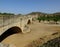 Historic roman bridge in Medellin, Badajoz - Spain