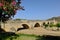 Historic roman bridge in Medellin, Badajoz - Spain