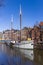 Historic sailing ship in the Hoge der aa canal of Groningen